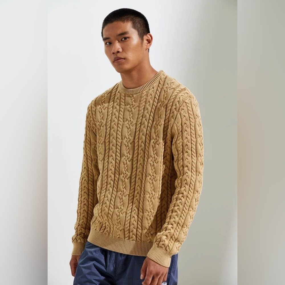 Katin Men's Fisherman Cable Knit Crewneck Sweater - Tan
